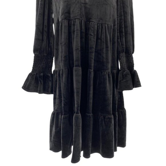 Pomander Place | NEW Black Velvet Kenzo Long Sleeve Mini Dress Size Medium - Picture 9 of 11